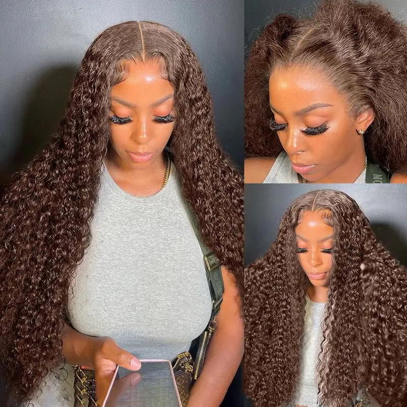 Bling Hair Brown Color 13x4 13x6 Deep Wave Lace front Wigs Human Hair Pre Plucked Deep Curly Human Hair Wig Deep Wave Frontal Wigs for Women Curly Lace Front Wig with Baby Hair TikTokShopHolidayHaul