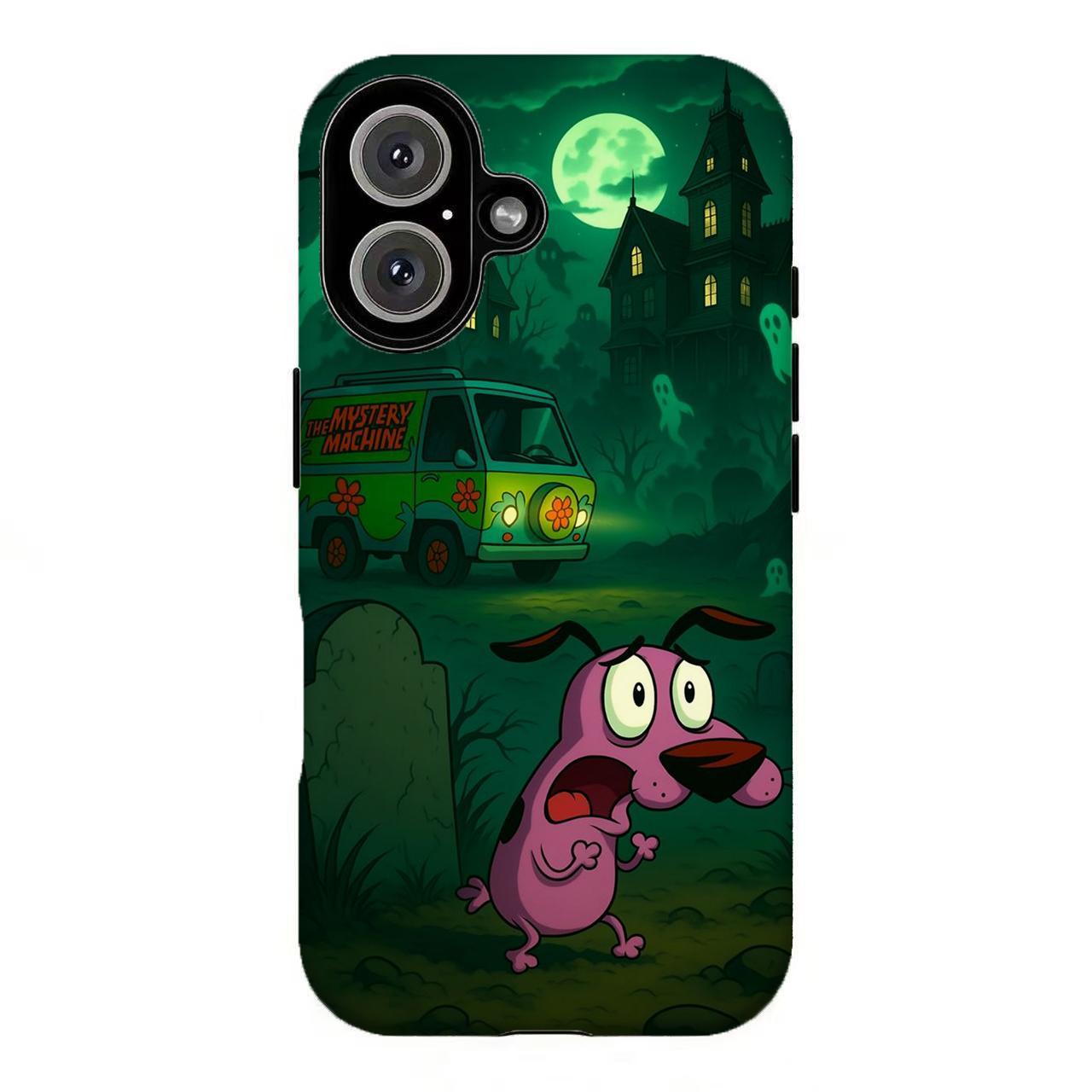 FL-Retro Scby-D00 & C0urage the C0wardly Dog Horror Collage Phone Case,Nostalgic 90s Cartoon Tough Case For iPhone 11 12 13 14 15 16 17 Air Pro Max for Samsung S26 S25 S24 S23 S22 S21 Case,Gift for her/him/fans