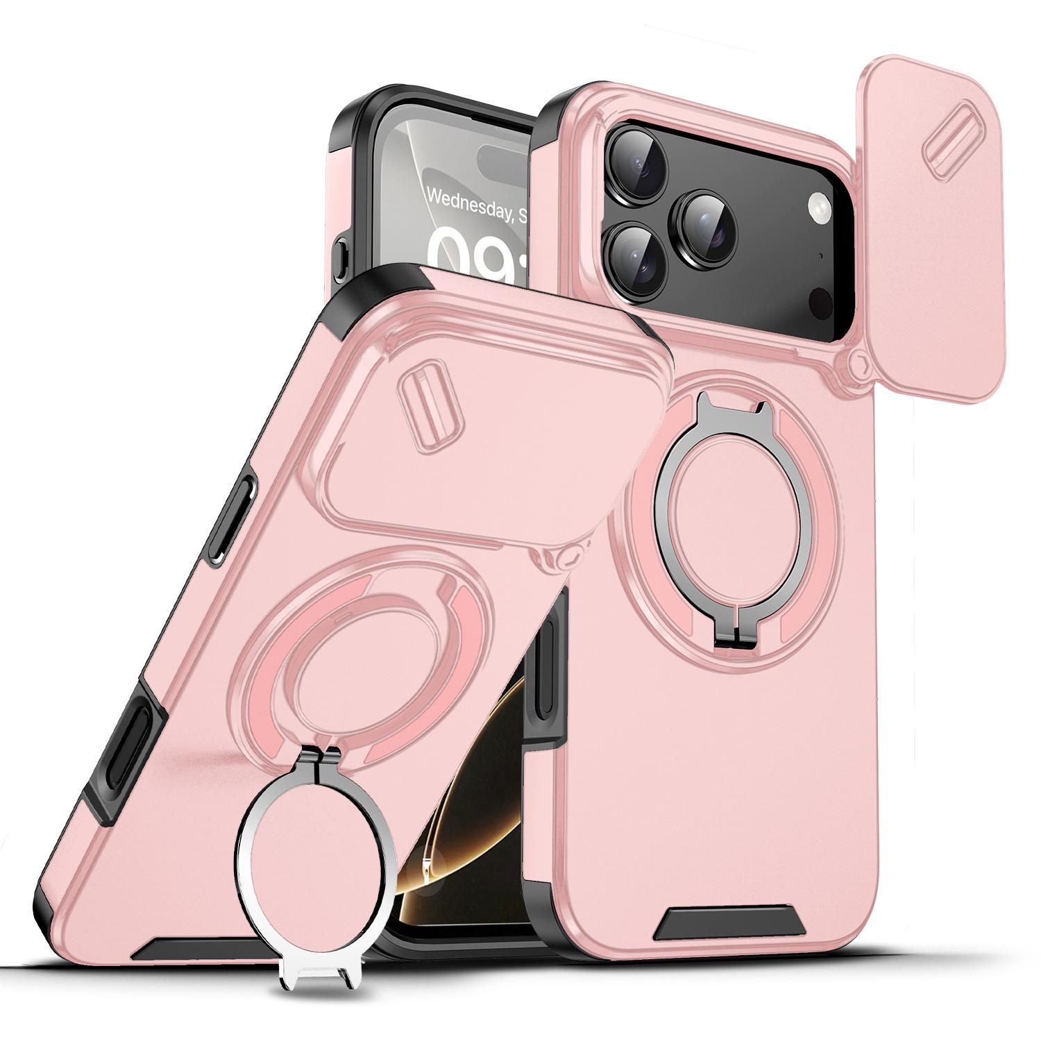 OREKROY Case For iPhone 17 16 15 Pro Max 17Air Plus 14 13 12 with Slide Camera Lens Protection Cover,360 Rotating Ring Kickstand MagSafe Magnetic Holder Military Grade Shockproof Protective Phone Cover