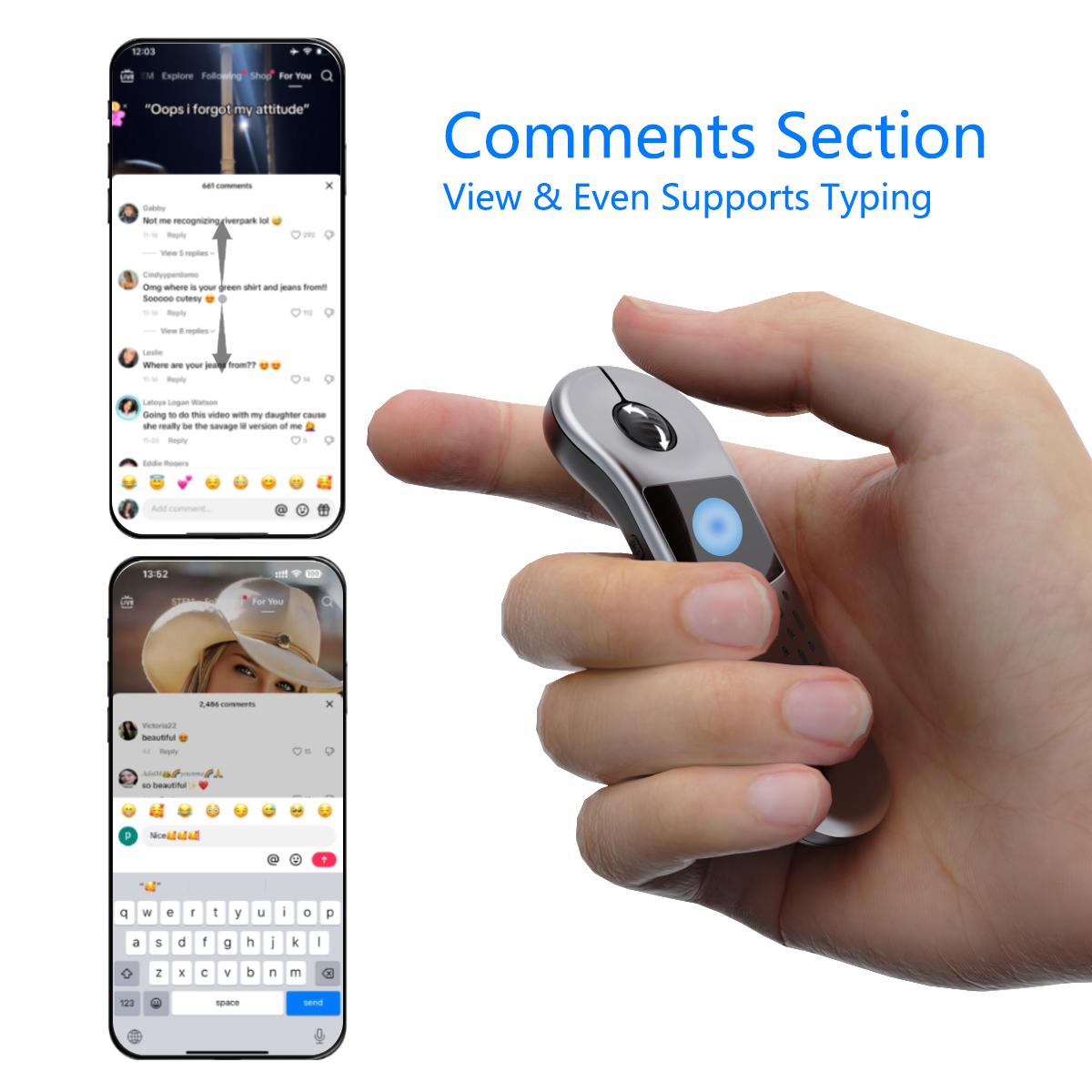 Remote Control for Phone, Scrolling Air Mouse with Touchpad, Wireless Scroller, Presentation Clicker with Red Laser, 3-in-1 USB/Type-C, Hyperlink & Volume Control, Short Video Page Turner, Remote for Mac/PC/Laptop（Bluetooth+2.4G）