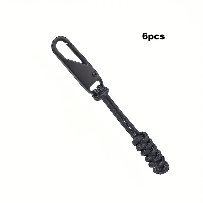 6Pcs Heavy Duty Braided Zipper Pulls Replacement, Metal Slider Zipper Tags for Backpack Jacket Bag Luggage, Outdoor Camping Hiking Zipper Fixer