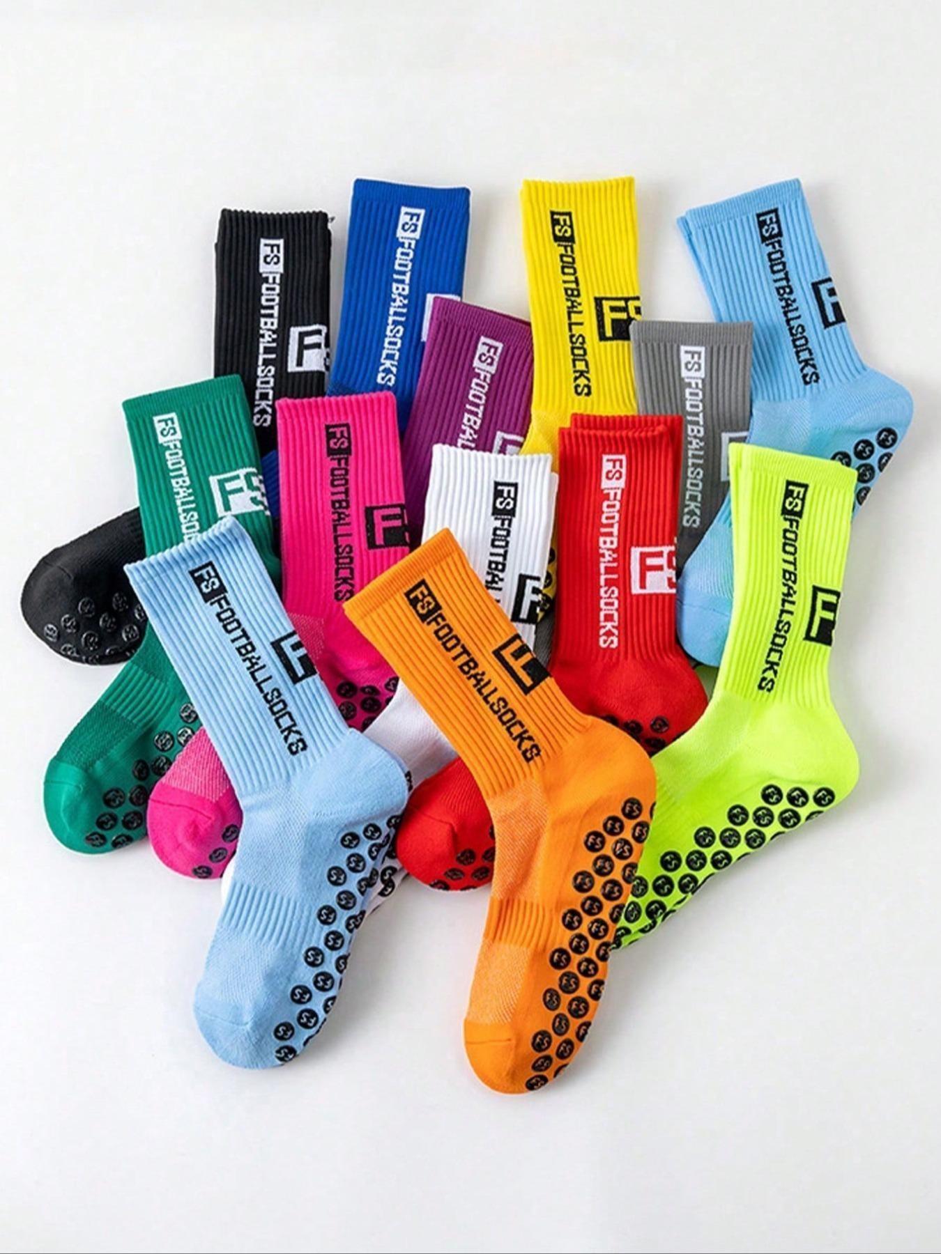 Men's Sports Crew Socks, Mid-Calf Basketball & Football Socks, Thick Terry Bottom Anti-Slip Sweatproof, Youth Training Socks