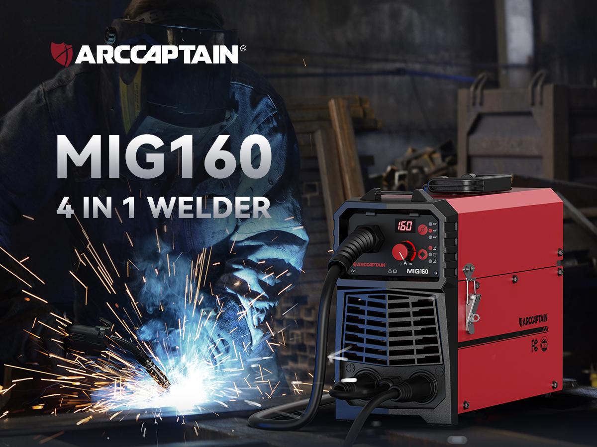 ARCCAPTAIN 160A MIG Welder 110V 220V Gasless MIG Flux Core 4-in-1 Multi-Process Welding Machine with IGBT Inverter for Beginners Portable & Compact Black Friday and Cyber Monday Deal, Thanksgiving/Christmas Gifts for Men/Dad ARCCAPTAIN 160A MIG Welder 110V 220V Gasless MIG Flux Core 4-in-1 Multi-Process Welding Machine with IGBT Inverter for Beginners Portable & Compact Black Friday and Cyber Monday Deal, Thanksgiving/Christmas Gifts for Men/Dad