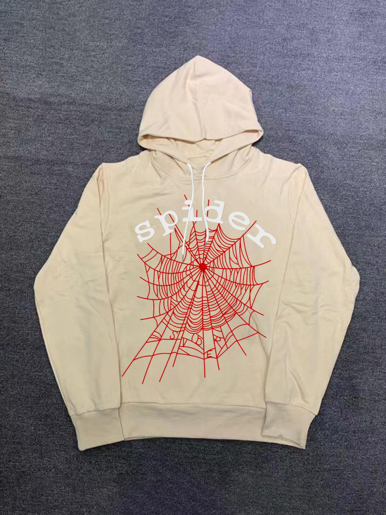 Y2K Style Spider Web Print Hoodie for Men & Women, Casual Graphic Sweatshirt, Spring & Fall Fashion, Fun Design, Streetwear Trend, Casual Comfy Pullover