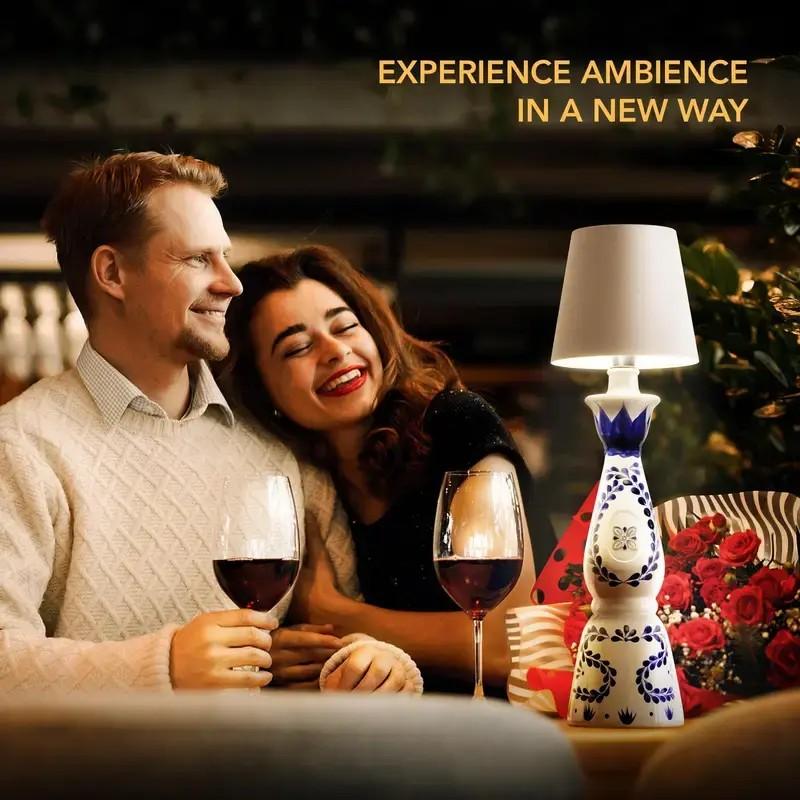 Wireless Wine Bottle Light with Adjustable Brightness,LED Lamp for Bedroom Dining Bar, USB Rechargeable Battery Powered, Customizable Led Lights