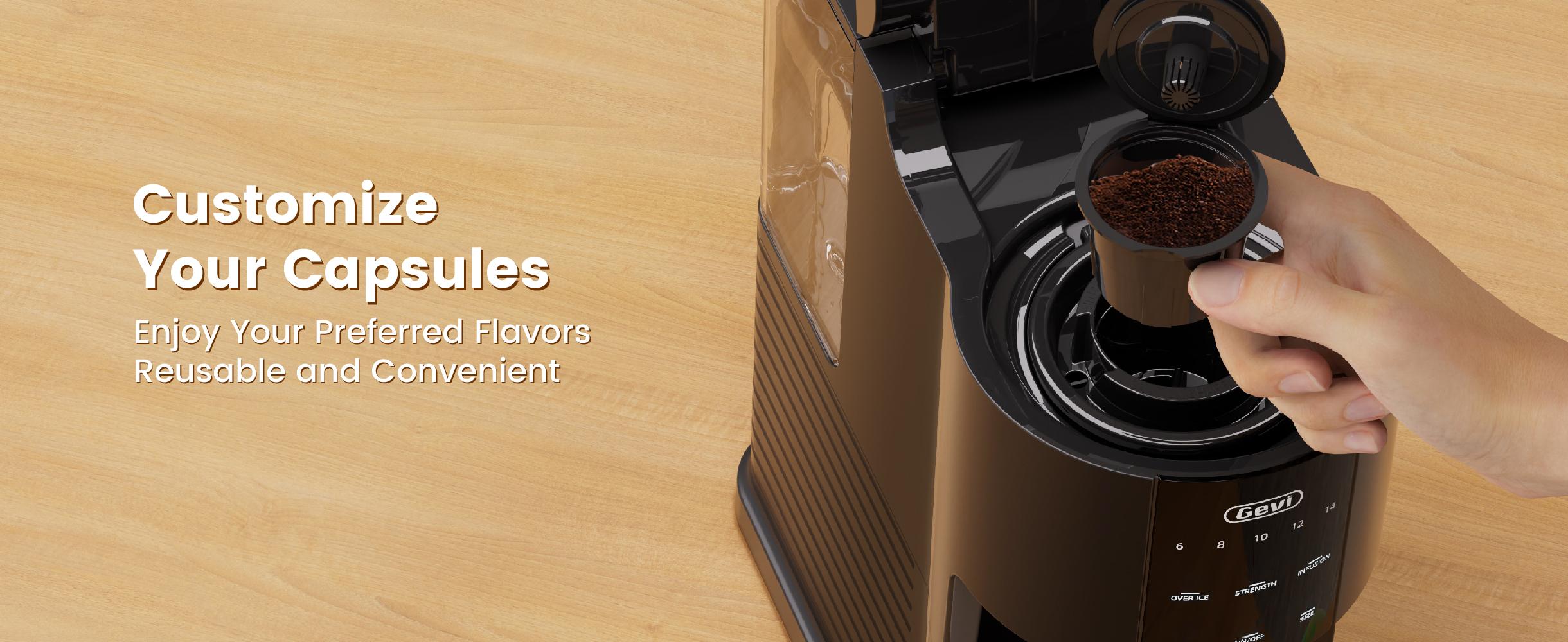 【Springtok】Gevi EzPod Single Serve Coffee Maker – Compact & Portable, Compatible with Pods & Ground Coffee, 40 oz Reservoir, Iced Coffee Maker, Black