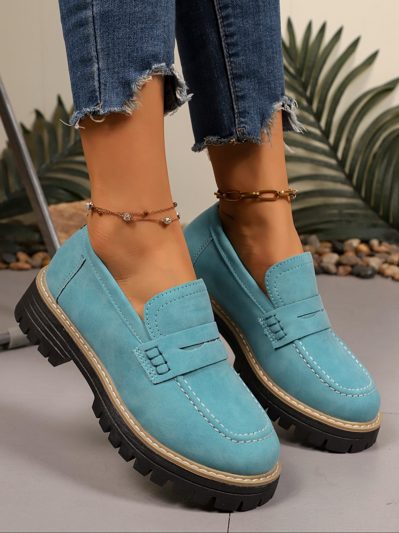 Women's Fashion Thick Sole Loafers, Cross Strap Design, One-Step Slip-On, Casual Comfortable All-Season Shoes, Perfect for Walking, Footwear