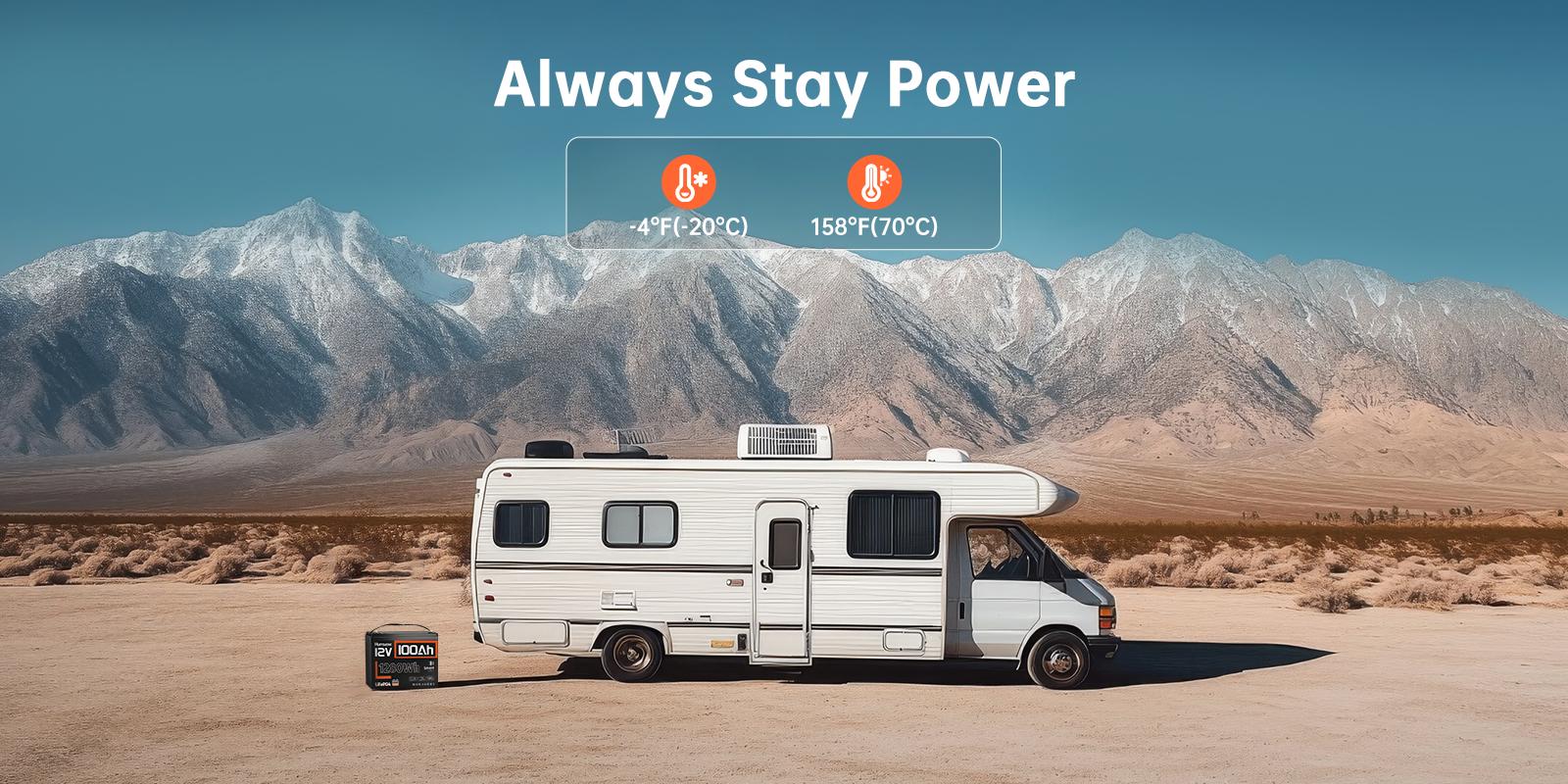 【Summervibes】HumsiENK 12V 100Ah LiFePO4 Bluetooth Lithium Battery, Built-in 100A BMS & Low-Temp Protection, for RV/Marine/Trolling Motor/Off-Grid/Home Backup