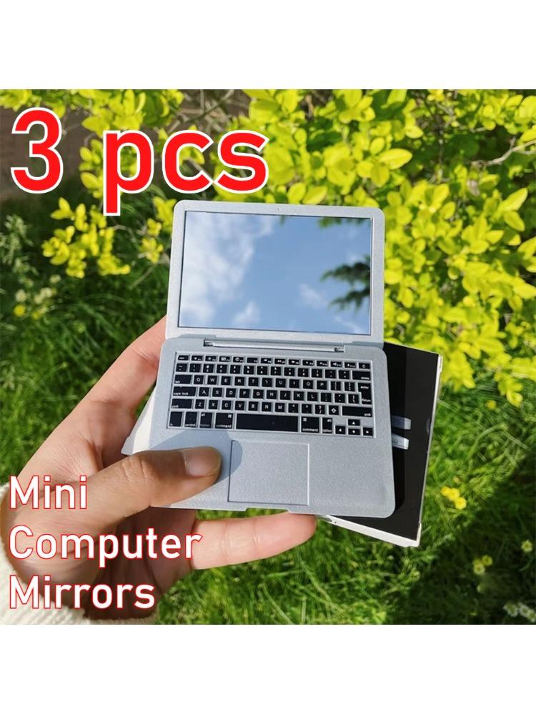 3 Pcs Creative Portable Mini Computer Mirror Foldable Laptop Shape Makeup Mirror High Quality Pocket Mirror Beauty Makeup Mirror