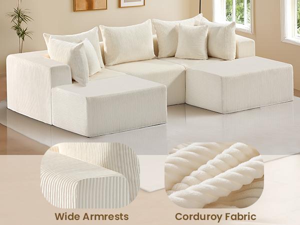 Juikury Cloud 4-6 Seat Sectional Couch,DIY Combination Sectional Couches Modular Sofa with Deep Seat Reversible Ottoman for for Living Room Bedroom