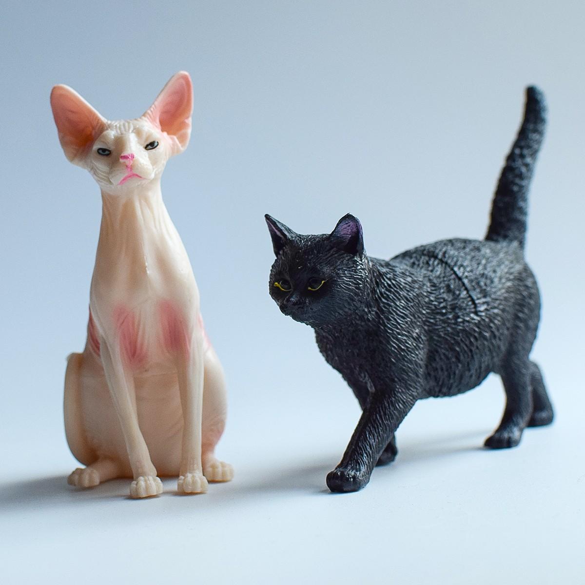 2 PVC Cat Models, and Hairless Cats, Elegant and Mystical, Pet House Decor, Desktop Ornament, Gift for Birthdays, Weddings, Holidays