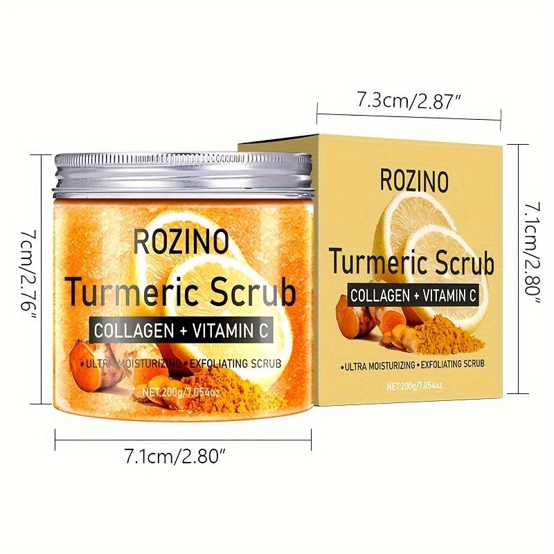 Ultra - Moisturizing & Exfoliating! Rozino Turmeric Scrub, Boosted by Collagen & Vitamin C
