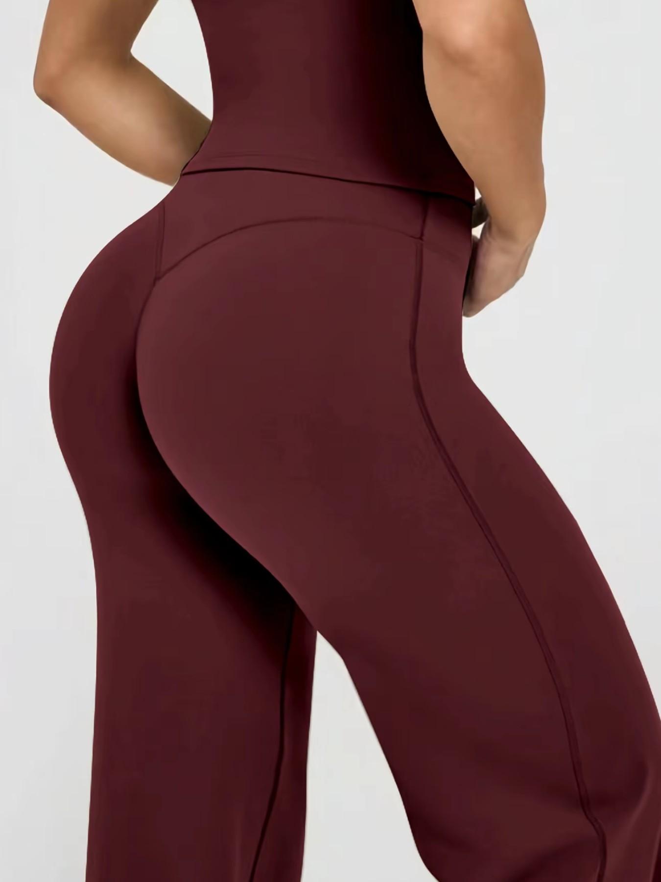 Women's High-Waisted Butt-Lifting Loose Straight Leg Fit Bottom Pants, Stretchy Back V-Shape, Quick-Dry Casual Comfortable Wide Leg Pants, Ideal for Gym and Daily Wear, All Season Trousers, High Waistband Pants