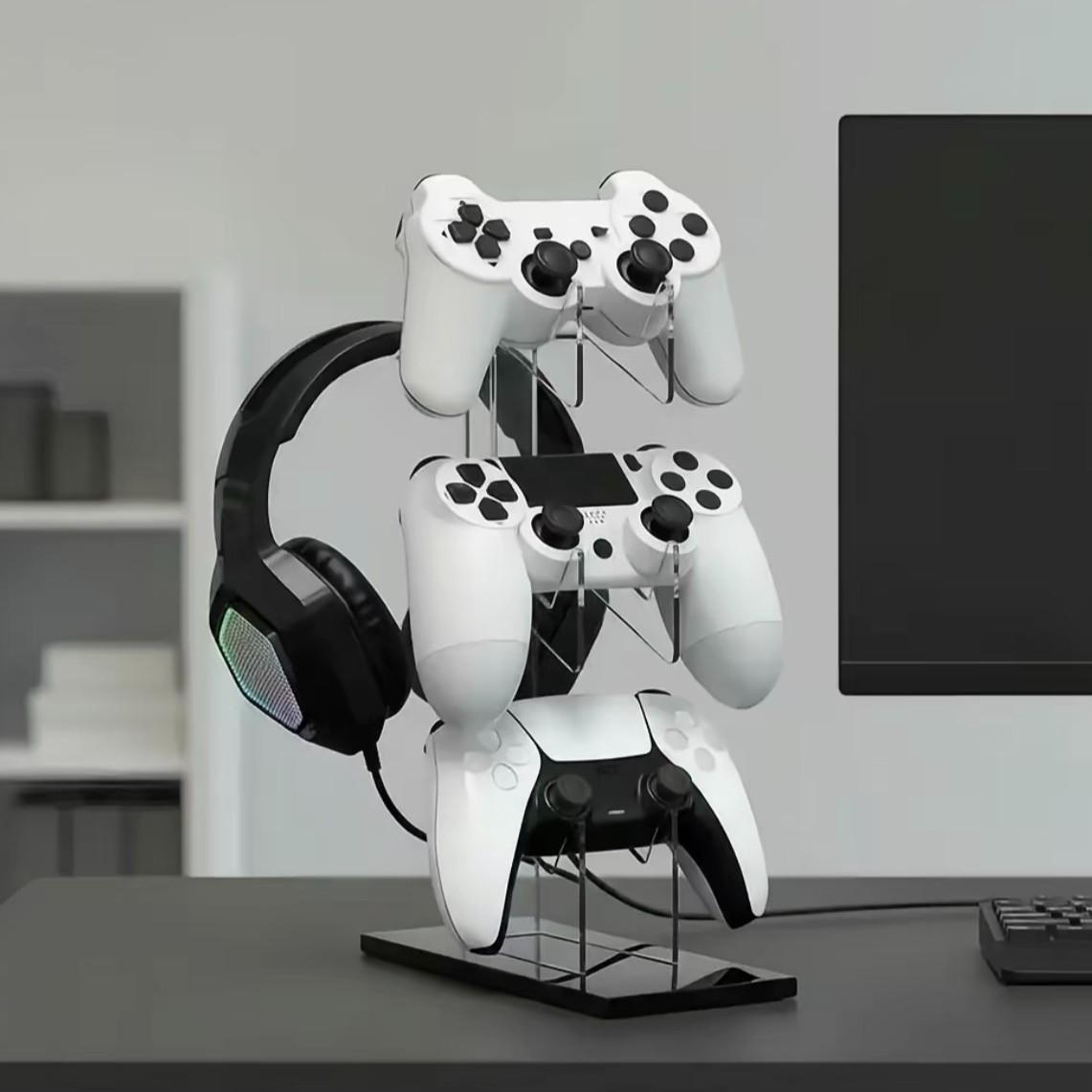 Game Controller Holder, Desktop Storage Rack with Headphone Slot, Ideal for Ps4/ps5/ps3 Controllers, Perfect Gift for Gamers