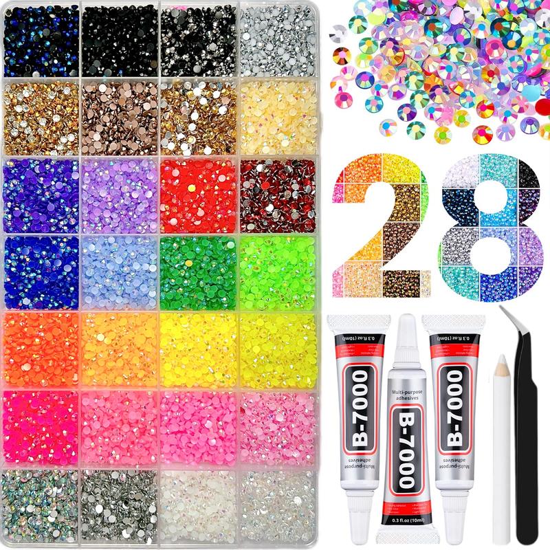 1 Box 3mm 28 Colors Semi-circular Rhinestones Nail Charms Multi-colors Flatback Resin Nail Diamond Bedazzling Kit Nail Art Design DIY Cup Phone case Headphones Nail Materials