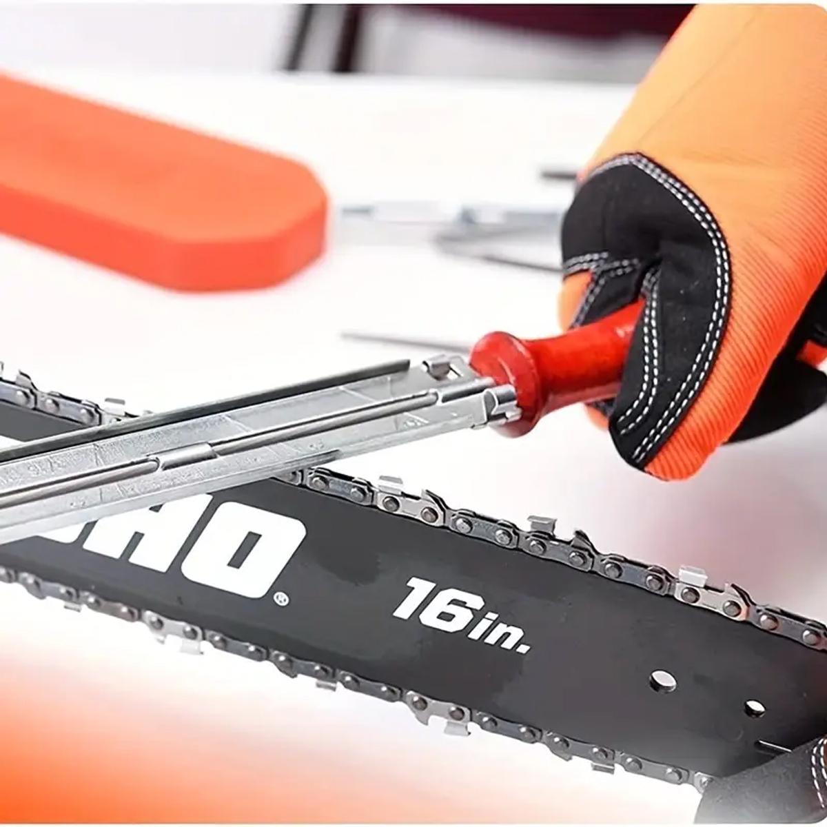 Universal Chainsaw Field 10pc Sharpening Kit - Includes 5/32", 3/16", and 7/32" Round Files, 6" Flat File, Handle, Filing Guide, and Travel Pouch