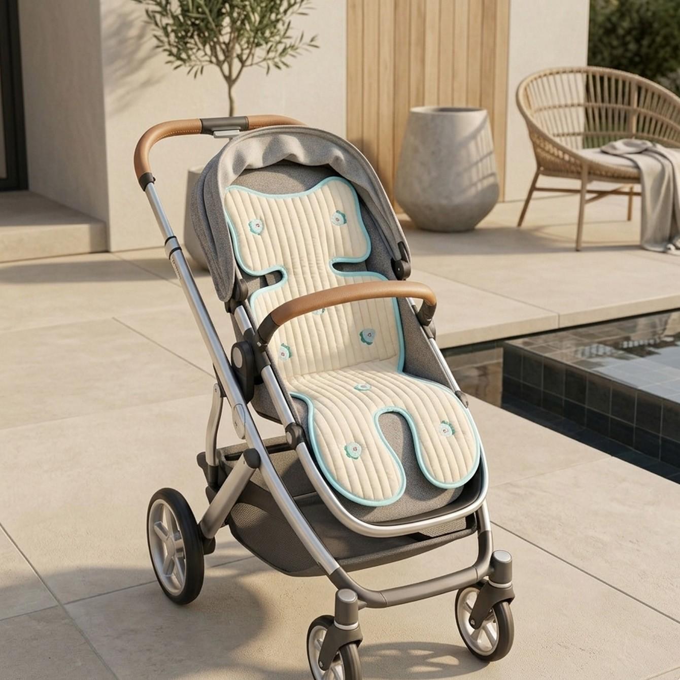 Breathable Stroller Seat Cushion, Comfortable Fabric Baby High Chair Backrest Pad, Portable Infant Carrier Mat for Summer Travel