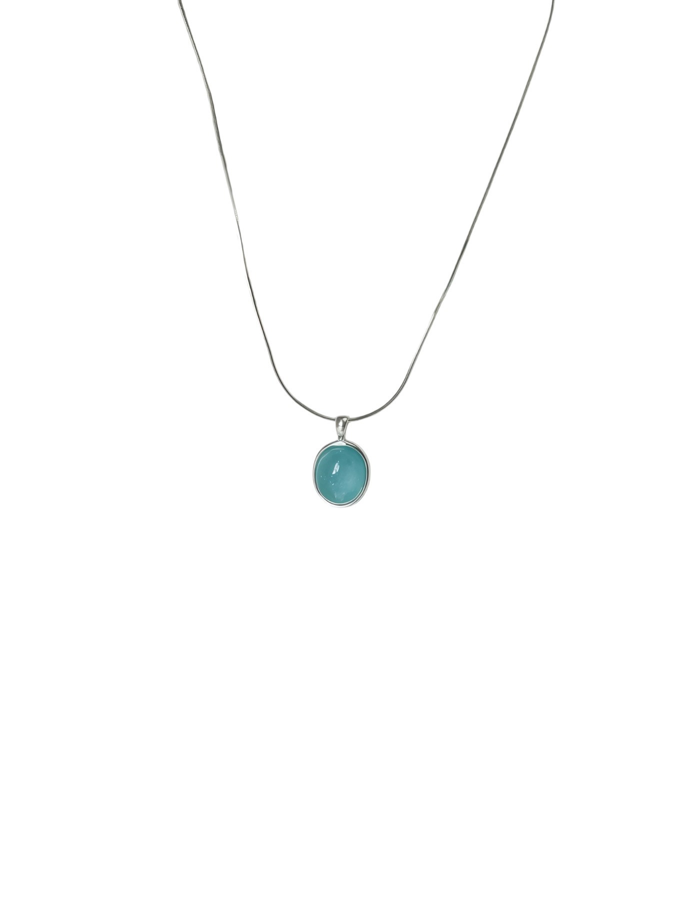 Elegant Sea Blue Necklace for Women, Geometric Oval Design, Luxury Fashion Accessory, Perfect for Daily Wear and Dates
