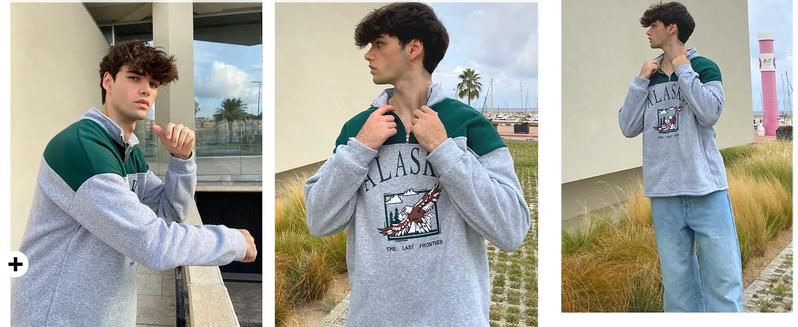 ZAFUL Men's Letters Embroidered Raglan Sleeve Quarter Zip Fleece Vintage Pullover Sweatshirt Tops Hoodie Casual Menswear ZAFUL Men's Letters Embroidered Raglan Sleeve Quarter Zip Fleece Vintage Pullover Sweatshirt Tops Hoodie Casual Menswear