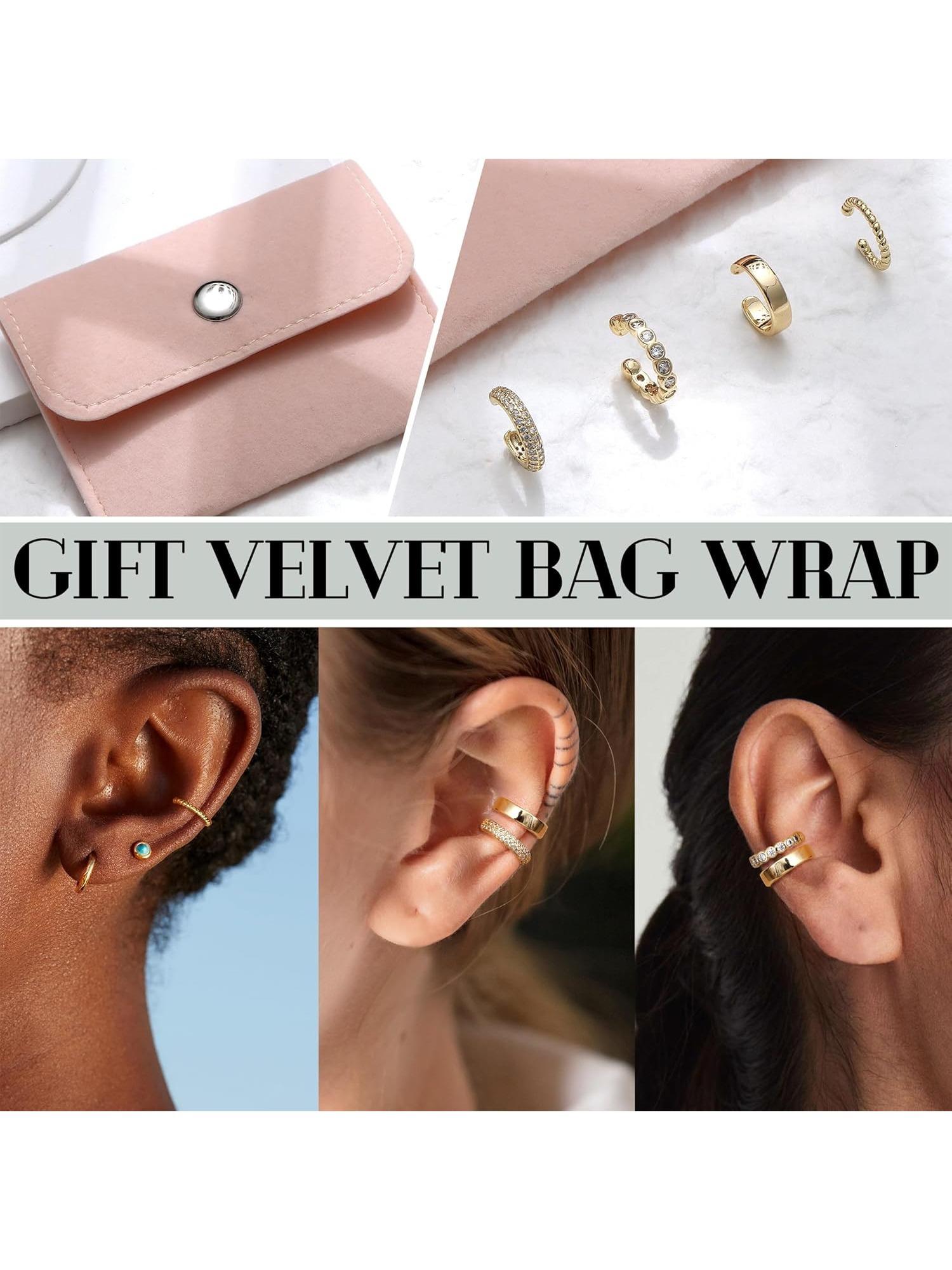 4 Pcs Minimalist Golden Silvery Non Pierced Ear Cuff Set for Women Men Adjustable Clip on Cartilage Earrings Lightweight Design Classic Simple Appearance Delicate Fake Ear Accessories for Daily Holiday Festival Party Exquisite Jewelry for Non Pierced Ears