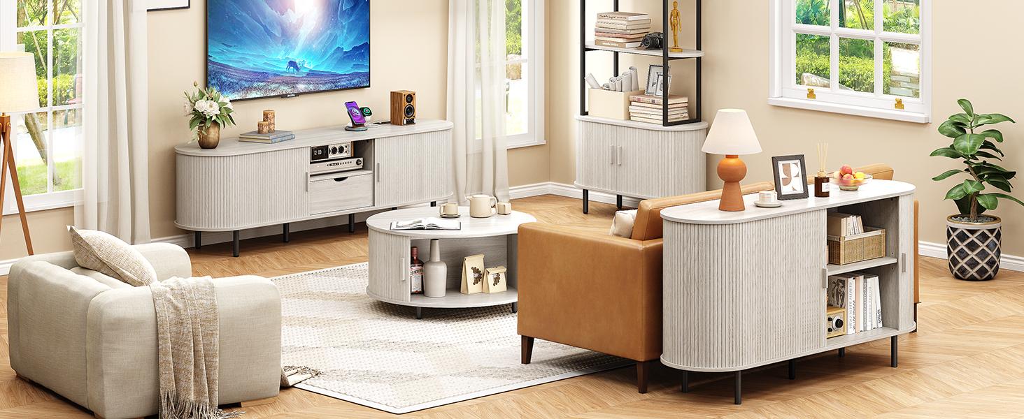 【SPOTLIGHT DAY】ONBRILL Tv Stand With Storage And Shelves Designed To Fit 55’’ - 80’’ Tvs. Wood Entertainment Center For Living Room And Bedroom, Media Console And Modern Tv Console Table