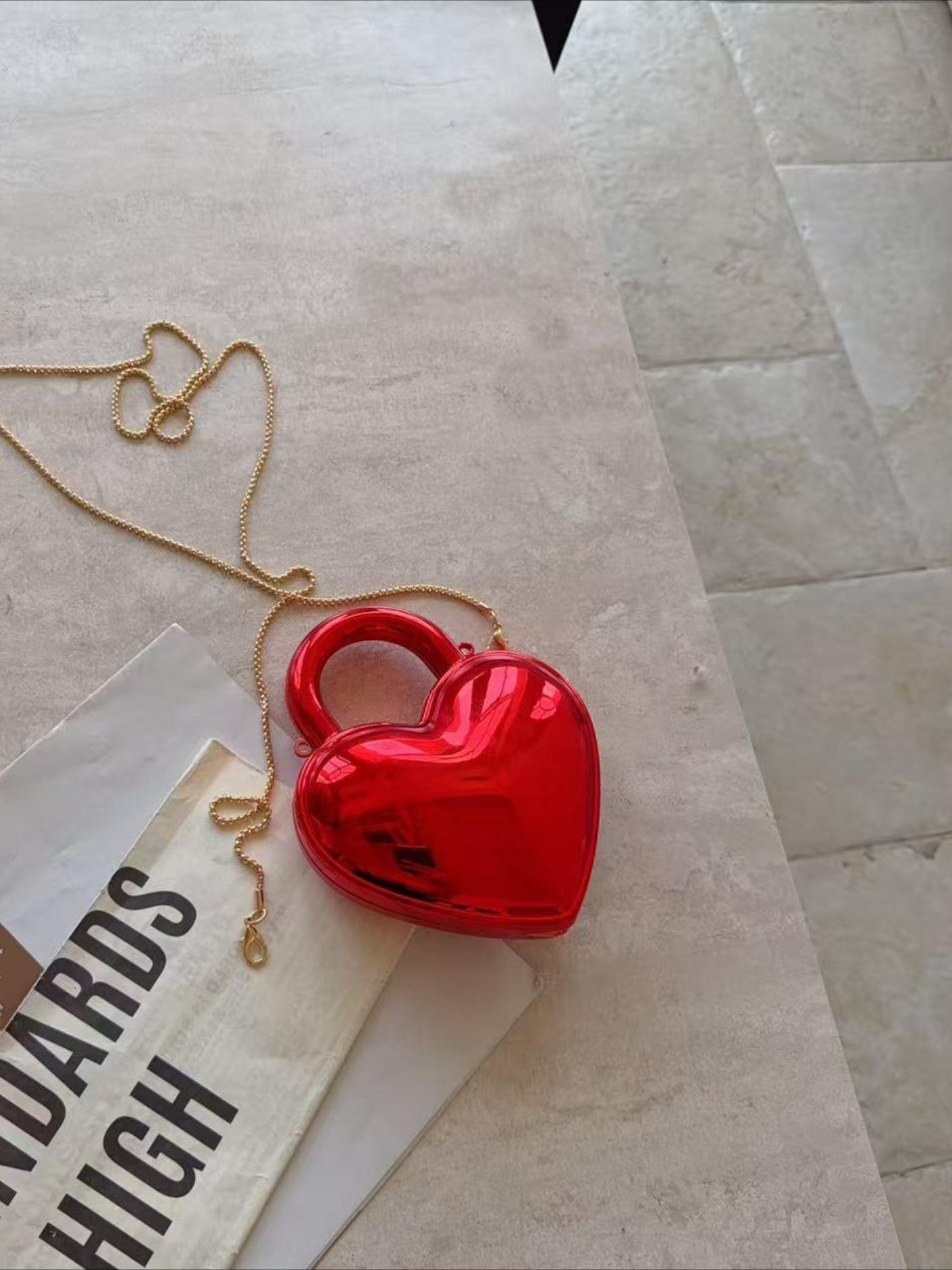 2026 New Acrylic Heart Bag for Women, Unique Trendy Chain Shoulder Crossbody Purse, Versatile Sparkly Small Handbag