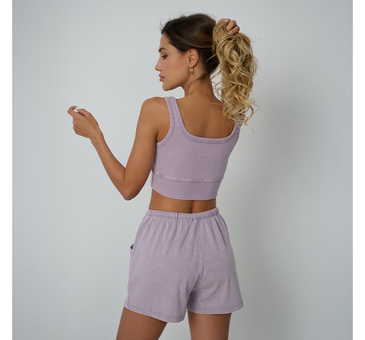 AUTOMET Fade Craft Casual Acid Wash Set Womes 2 Peices Outfits Tank Top Spring Basic Shorts Y2K Comfortable Set -No Bleach or Detergent Needed!