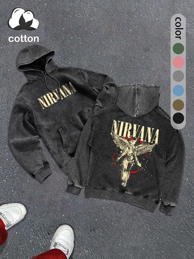 Men's hooded sweatshirt fashion trend casual hoodie, street Y2K heavy metal print men's autumn and winter wear