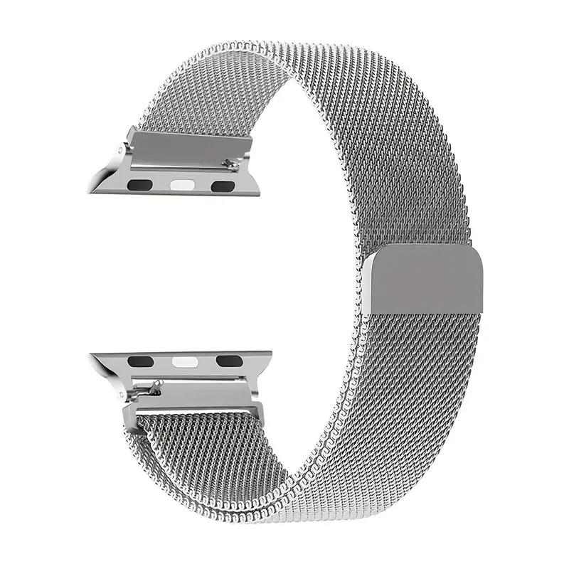 Apple Watch Band Stainless Steel Mesh Strap, Unisex Milanese Magnetic Buckle, Fits Series 1-10/se/ultra, Durable Metal, Gift for Couples