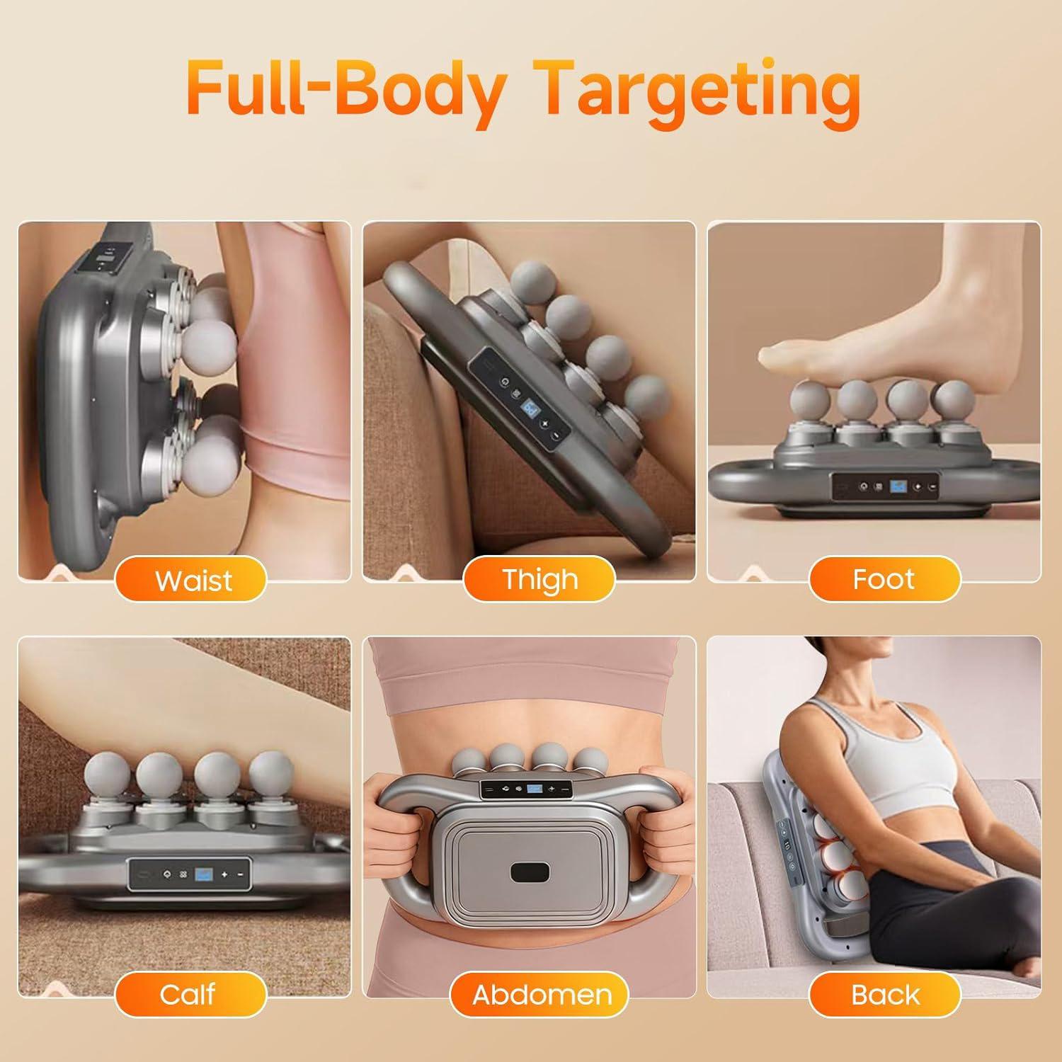 16-Head Deep Tissue Massage Gun Set with 9 Modes & Intensity Levels, Quiet Percussion Muscle Massager for Back/Shoulders/Legs, Portable Rechargeable Massager for Athletes/Office Workers, Usb Rechargeable Massagers