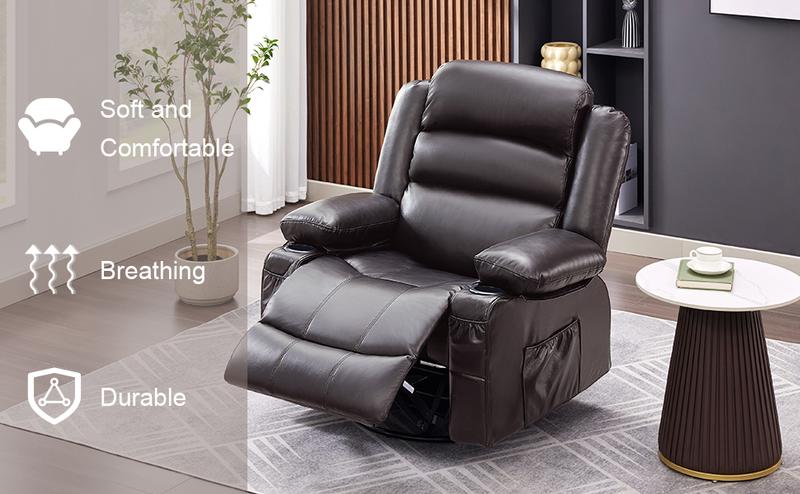 Rocker Recliner Chair with Heat and Massage, 360° Swivel Recliner Chairs for Adults, Oversized Recliner Single Sofa Seat with Cup Holders, Lazy Boy Recliner Single Sofa Seat Rocker Recliner Chair with Heat and Massage, 360° Swivel Recliner Chairs for Adults, Oversized Recliner Single Sofa Seat with Cup Holders, Lazy Boy Recliner Single Sofa Seat