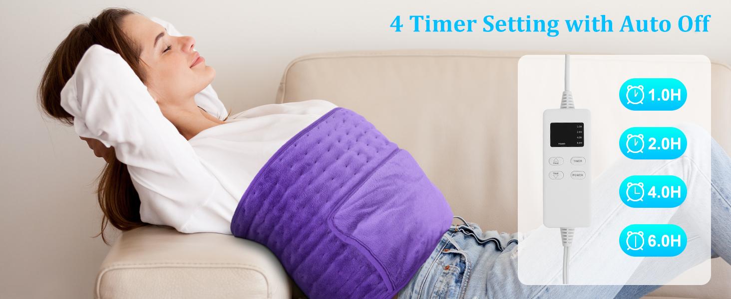 Heating Pad for Period Cramps Back Pain Relief Wrap Around Electric Heat Pad Lower Back Menstrual Relief 6-Hour Auto Off 12x24 Heat Pad+20" Belt Wearable 4 Timer 6 Heat Level Women Girl Gift