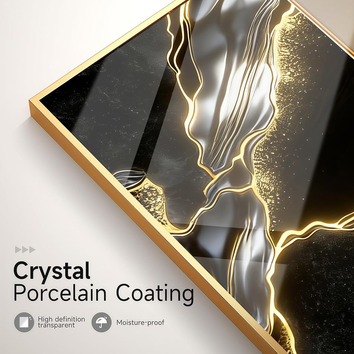 3 Counts Aluminum Alloy Framed Painting, Abstract Black And Gold Fluid Art Pictures, Home Decoration For Living Room, Bedroom, Office, Restaurant, Hallway Wall Decor, Odorless Print Artwork, Luxury Perfect Gift For Friends And Family