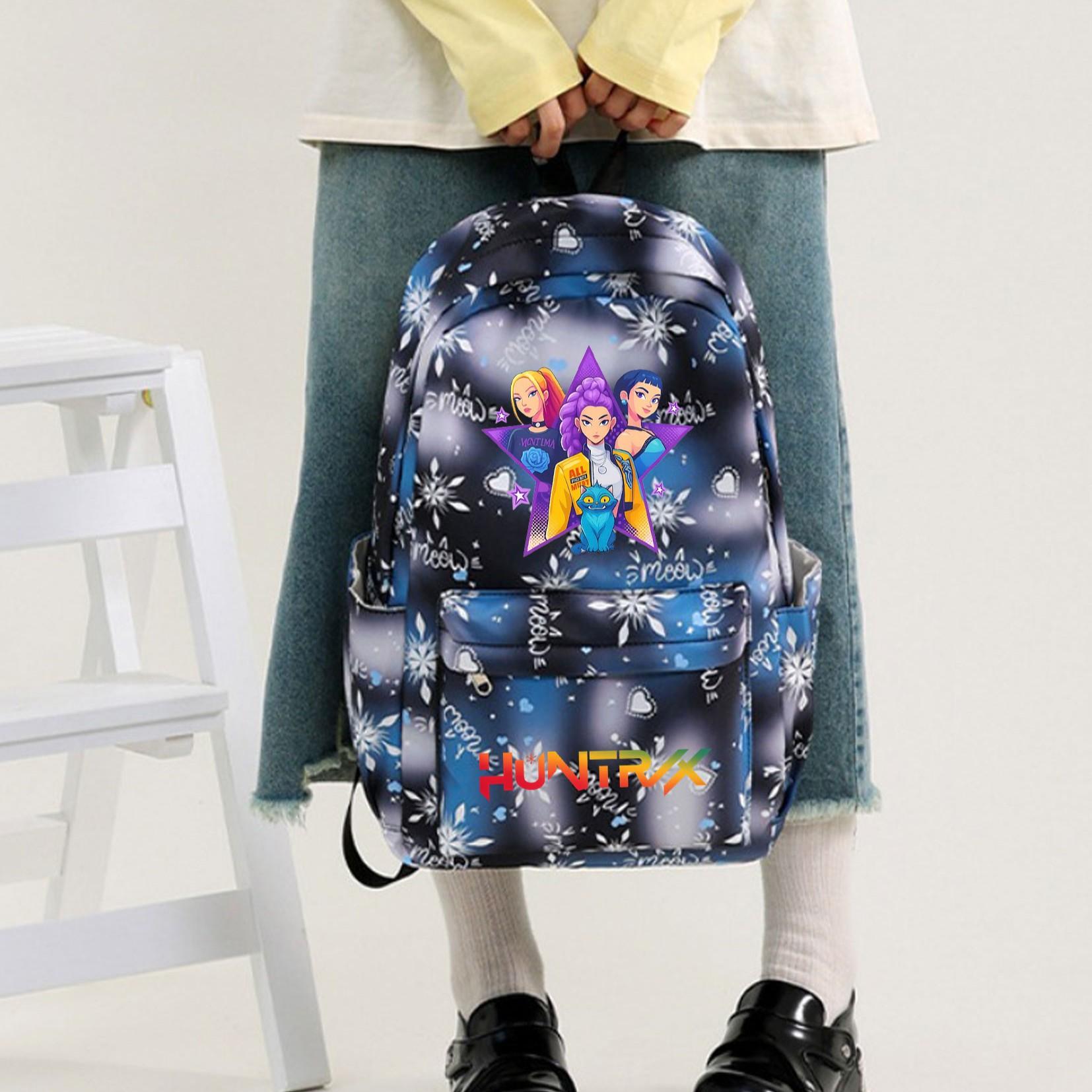 Snowflake Pattern Backpack Set, Kpop Print, Six-Seven Gesture, Laptop Sleeve, Lunch Bag, Pen Case, Large Capacity, Adjustable Straps