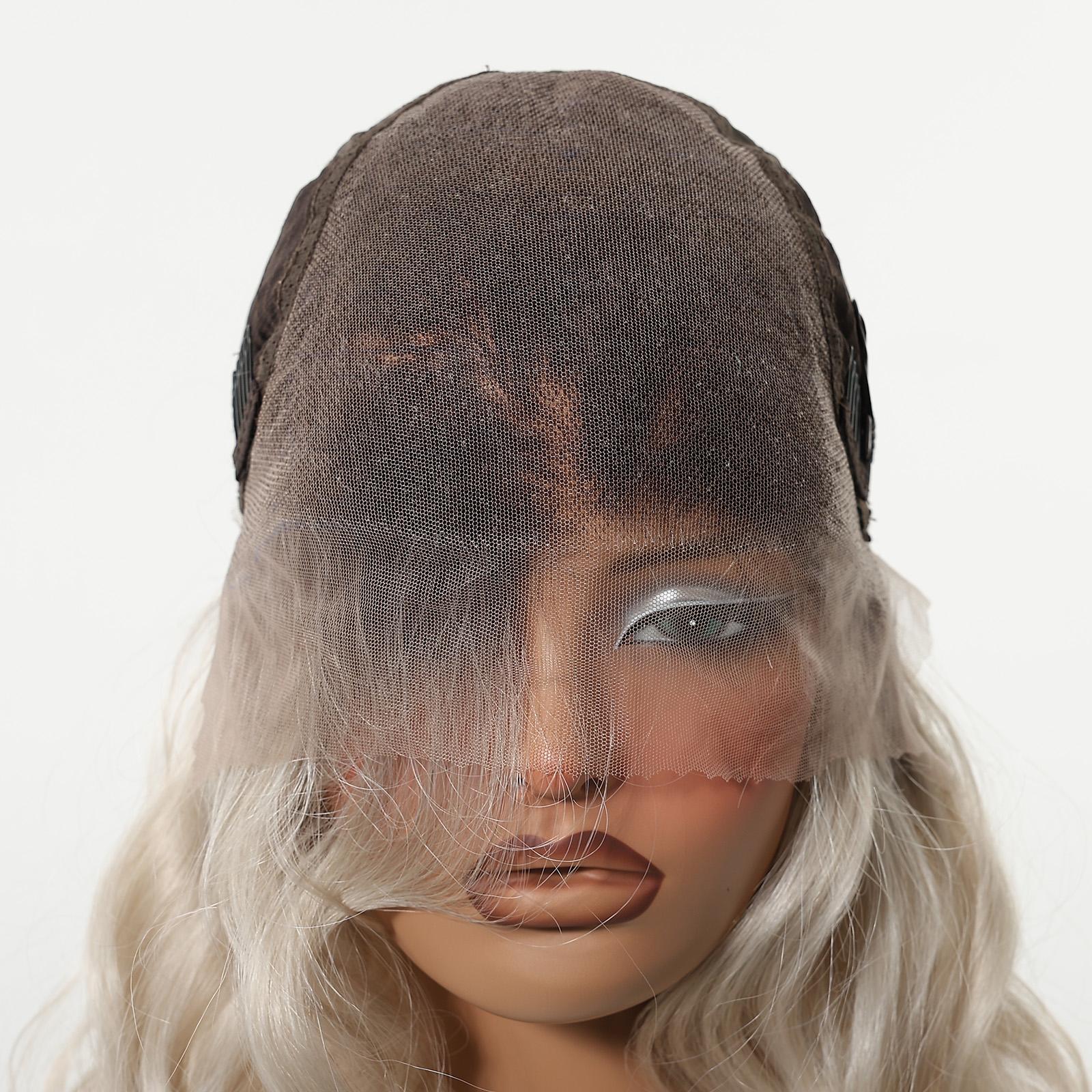 Topshe 13*6 No Glue Lace Front Wig, Dark Root Gradual Blonde Curl Short Hair, Natural Hairline, Heat Resistant, Comfortable, Easy to Wear