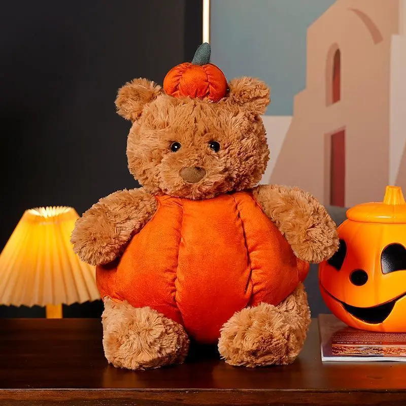 Anime Cute Pumpkin Bear Doll 35cm Fun Barcelona Bear Handheld Doll Stuffed Plush Toy Children's Birthday Gift