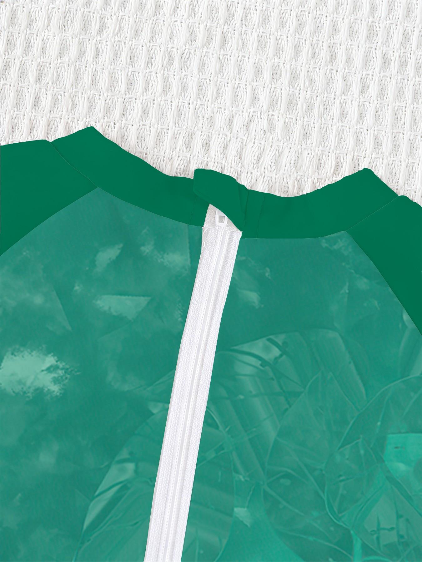 Boys' One-piece Swimsuit "Teenage Mutant Ninja Turtles Sun Protection Style" Teenage Mutant Ninja Turtles cartoon print + contrast-color raglan sleeves, skin-friendly and non-sweaty, suitable for playing in the pool / at the beach / in the water park