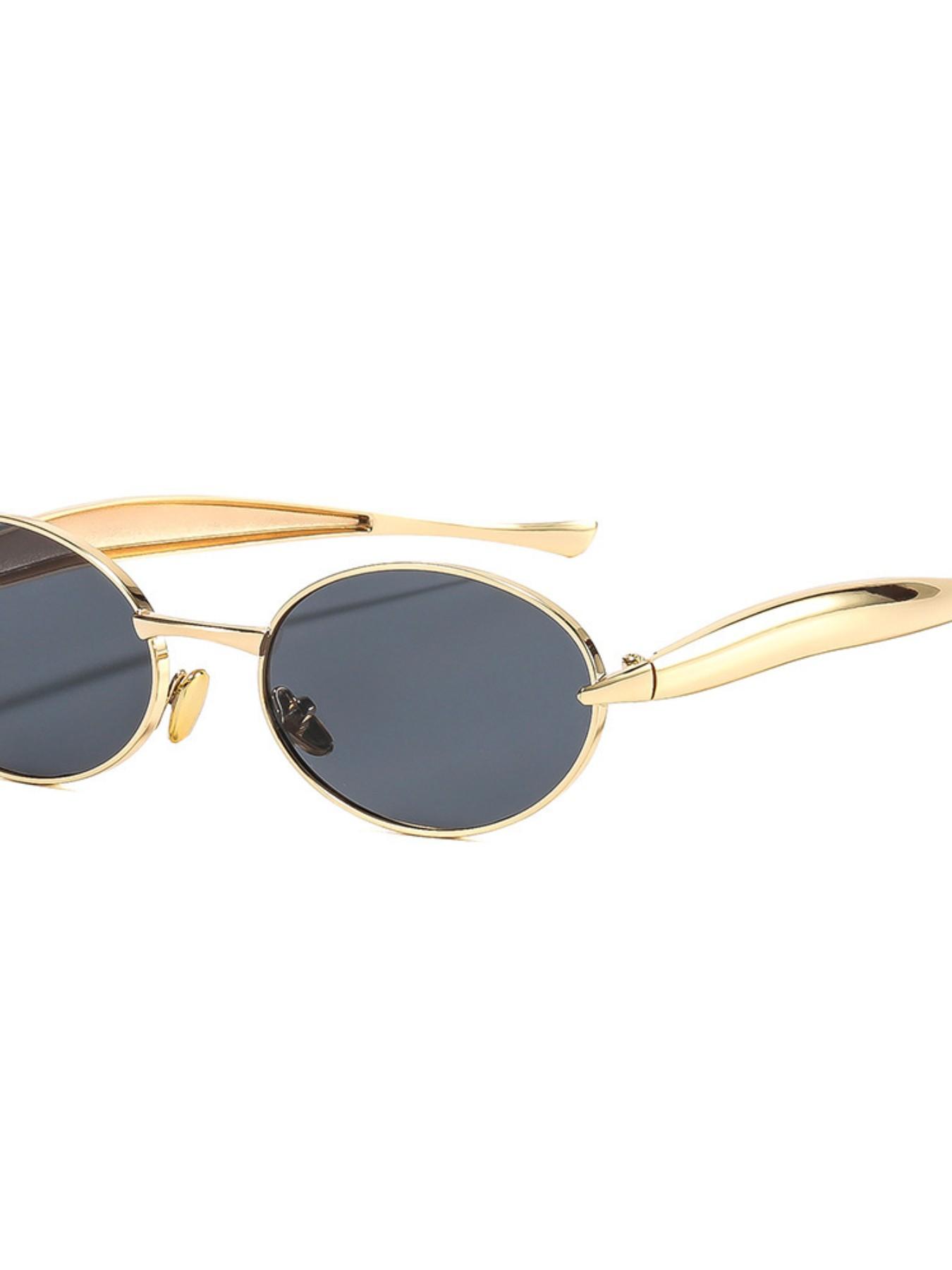 2026 New Oval Metal Sunglasses, Vintage Gold Frame, Gradient Lenses, Small Face Fine Frame, Trendy Street Style Women's Shades