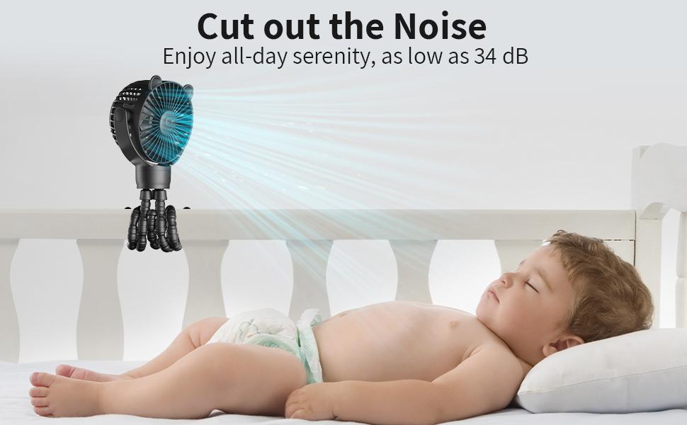 [Frsara] 2026 upgrade Led Portable Stroller Mini Fan Octopus fan, Rechargeable Portable Fan, 360°Rotatable, 3-Speed, Stroller Fan, Flexible Tripod for Treadmill, Golf Cart, Bike, car, Ideal for Beach, Camping, Outdoor