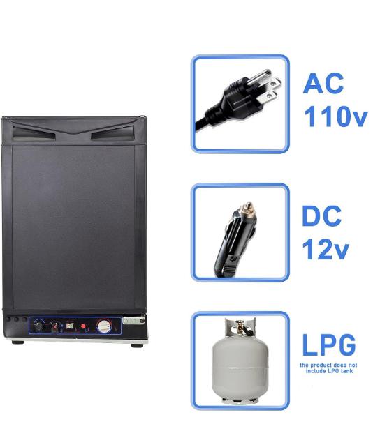 Mini Fridge Gas Propane Refrigerator RV Fridge Compact Freestanding AC/DC 1.4 Cu