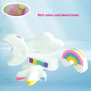 Cloud Moon Starfish Rainbow Explosion Bath Bombs, Bubble Bath Salts Fizzies with Color Streams, Night Blooming Fragrance Scented Bath Balls for Tub, Moisturizing & Relaxing Bath Bombs Set for Adults Kids, Aesthetic Spa Bath Essentials for Self Care, Viral