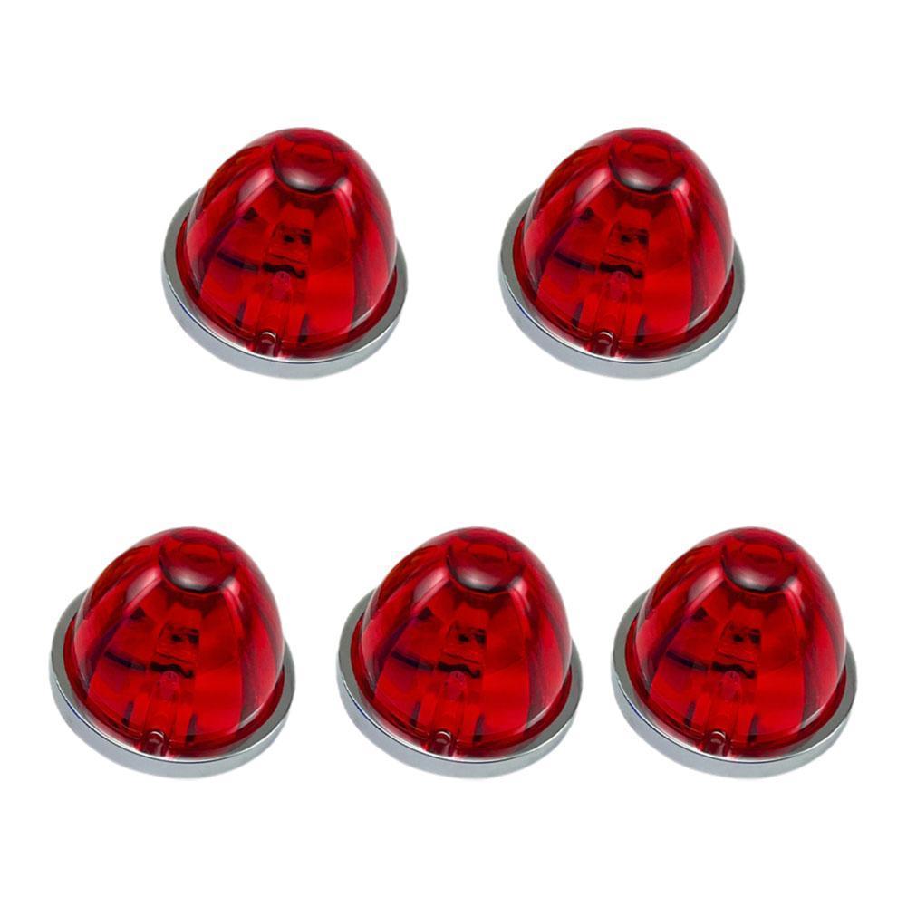 5Pcs Amber Watermelon LED Strobe+Constant Marker Lights Dual Function Watermelon-Shaped Side Marker Clearance Tail Top Cap Roof
