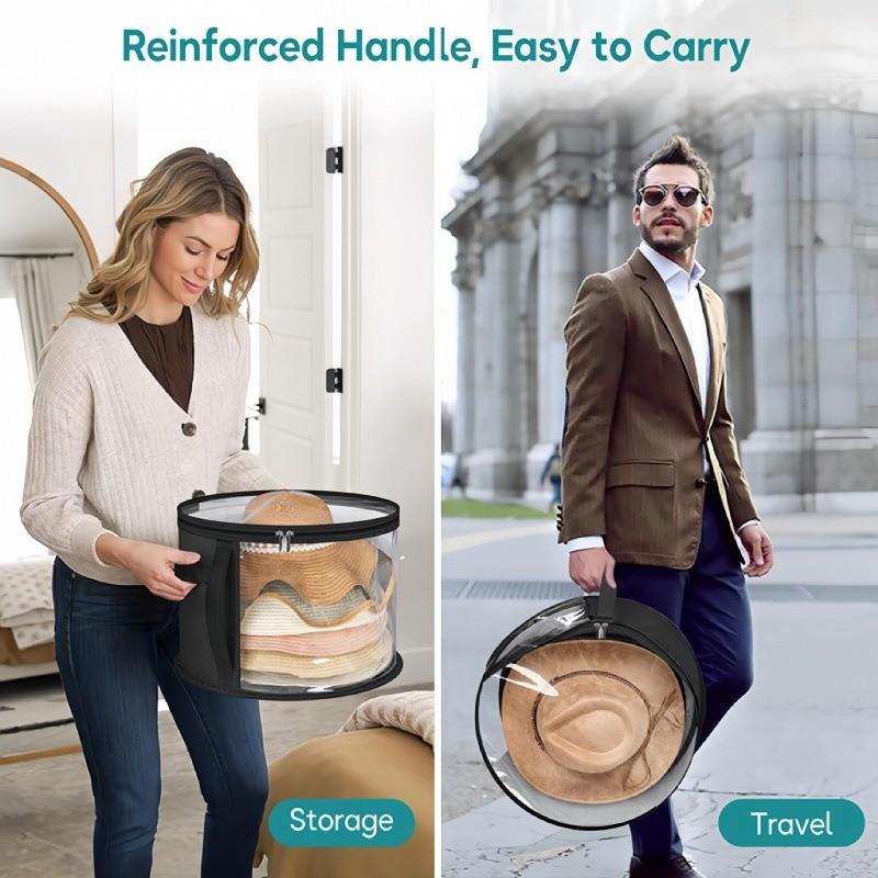 Hat Storage Bucket Hat Organizer Beach Hat Bag Stackable Round Brim Hat Storage Pouch, Ideal for Organizing Hats and Caps