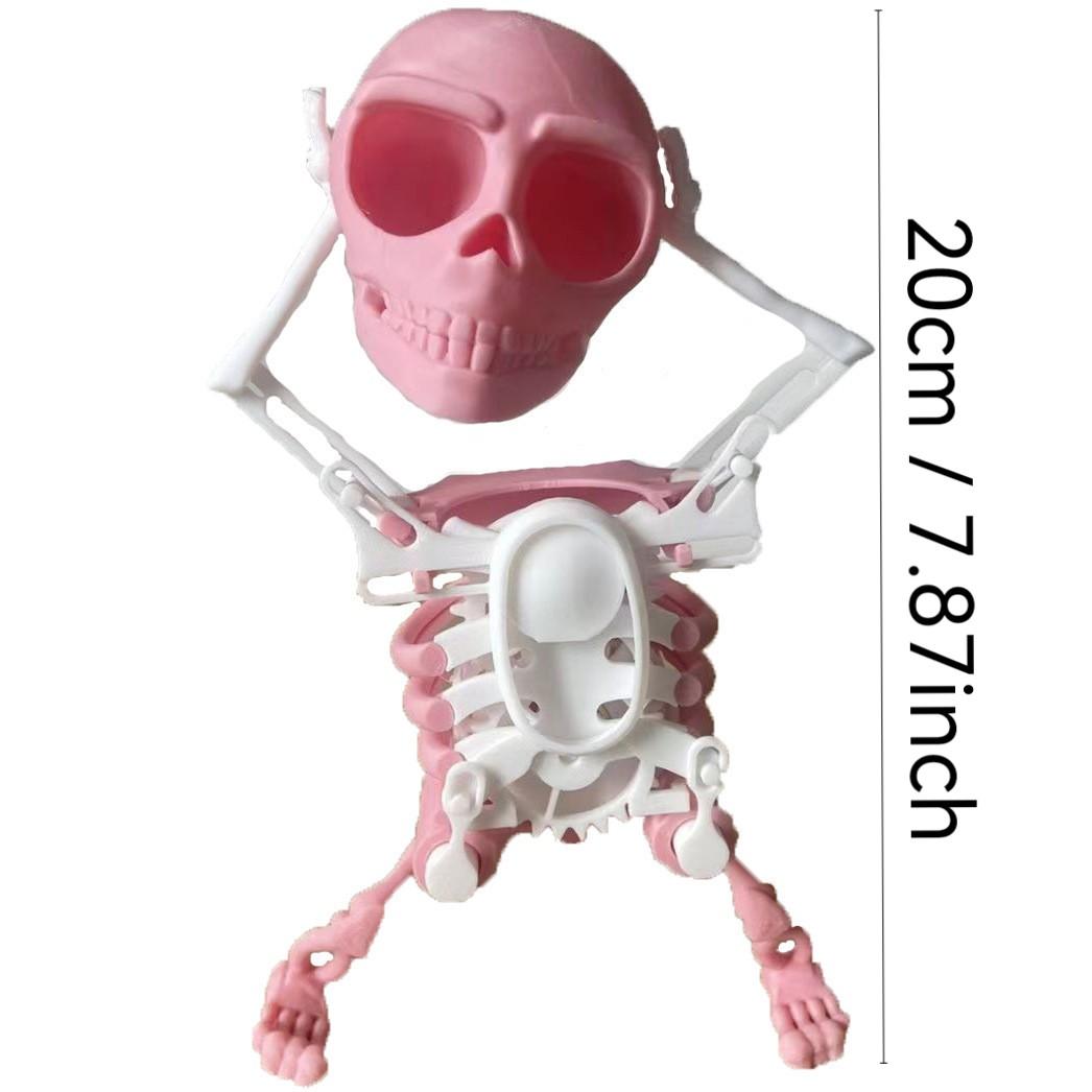 Trendy Skull Dancer Spring Toy, Fun 3D Printed Skeleton Head Ornament, Ideal Novelty Gift for Decor & Playtime