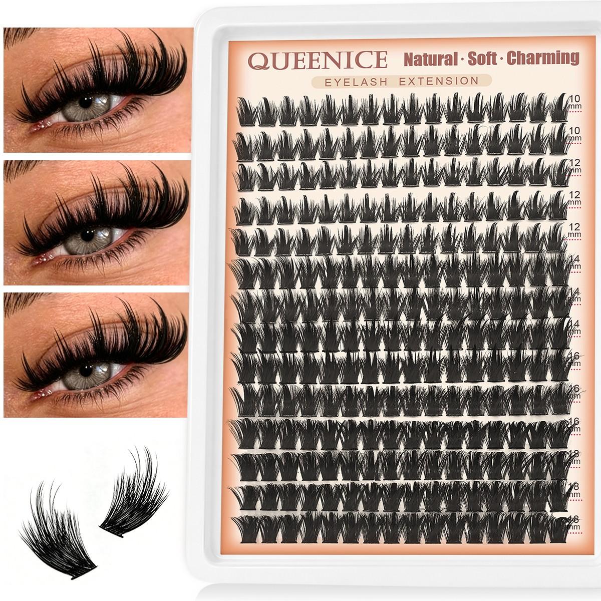 Spiky False Eyelash Extension Kit 80D Spiky Cluster Lashes, D Curl Manga Cat Eye Lash Extensions, 10-18mm Mixed Length Wispy Individual Lash Clusters, Soft Lightweight Reusable False Eyelashes, Diy Volume Eyelashes, Easy Pick Up, No Layering