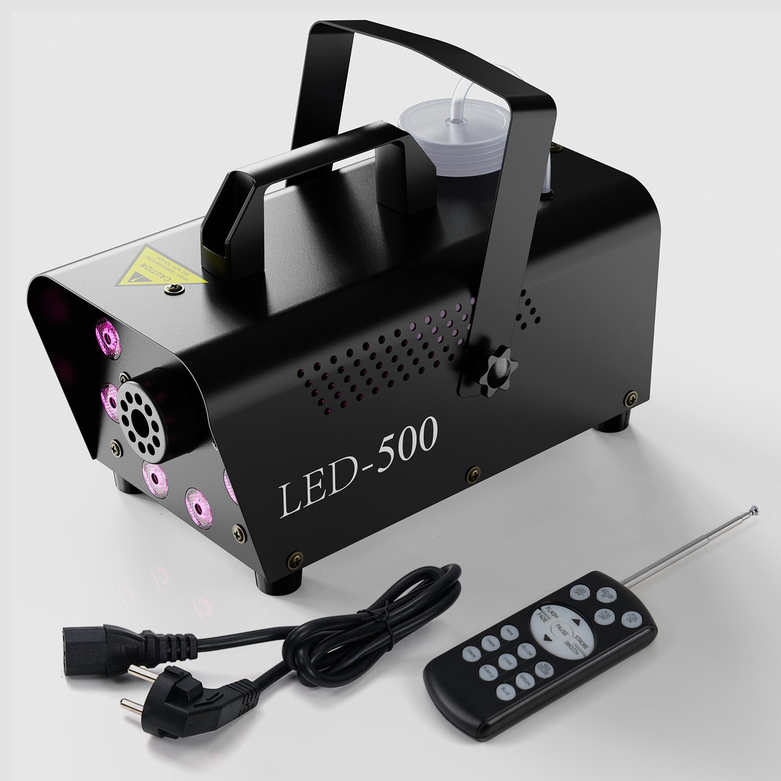 Fog Machine, Smoke Machine for Party, 500W With 13-Colors 8 LED Lights & Strobe Effect With Wireless Remote Control For Wedding Stage Halloween