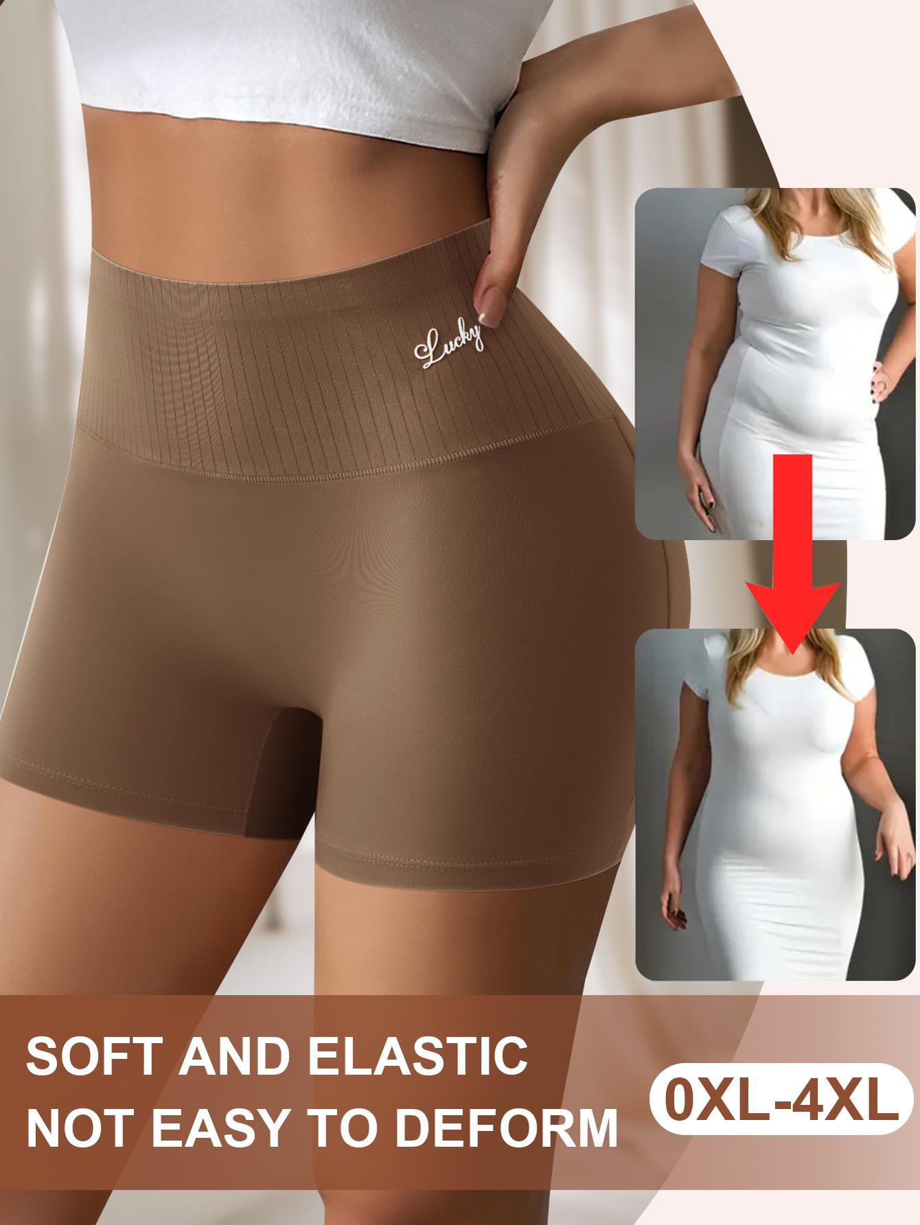 QUASTI 4/5 Pack Ribbed Waist Spliced Safety Shorts, High Waist Anti-Chafing Slip Shorts Under Dresses Women Daily Layering Shorts S-4XL Fit Minimalist