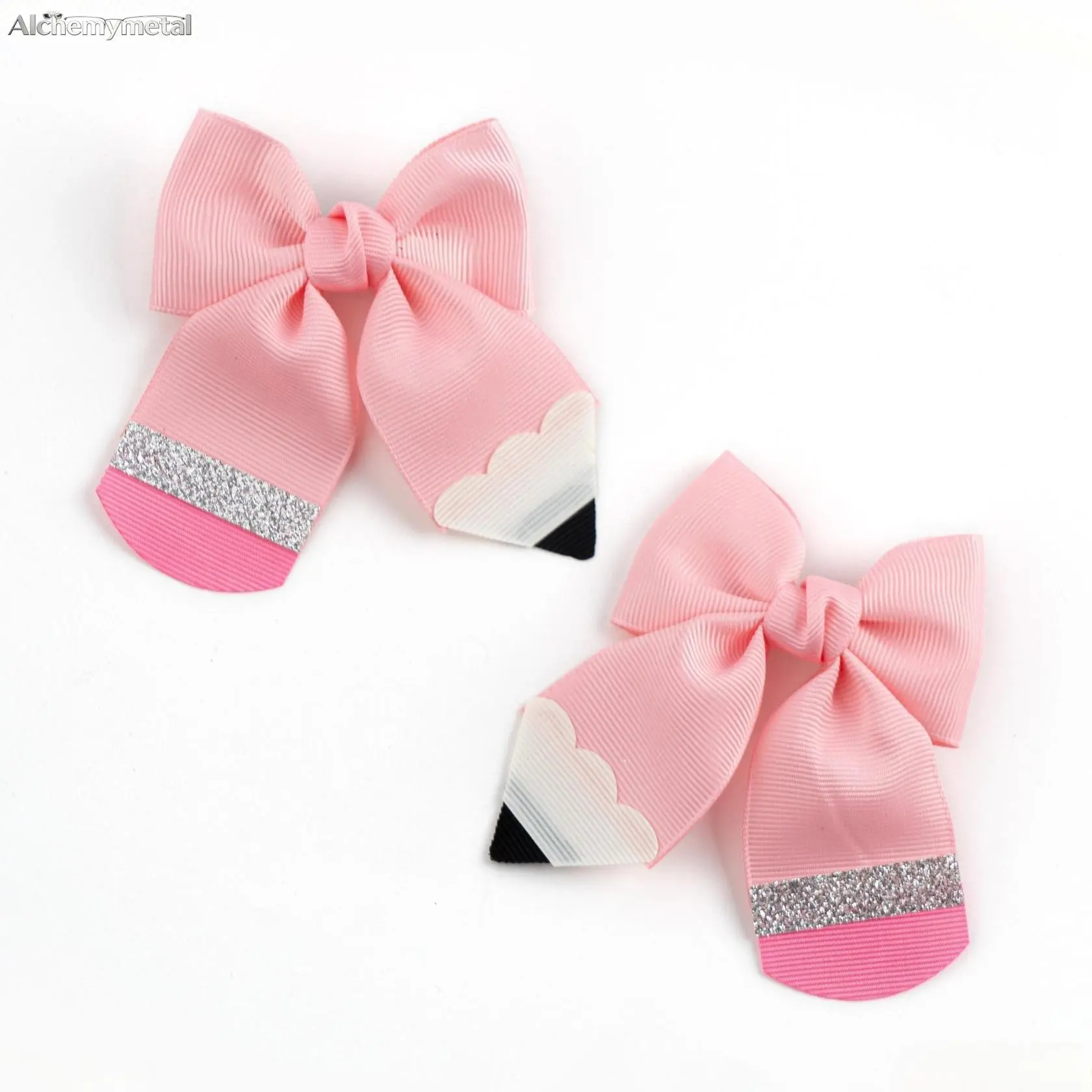 Girls' 2-Pack Pencil Shape Cute Grosgrain Ribbon  Bows, Secure Alligator Clip Nylon/Poly  Clips, Plain Back-to-School Daily Wear Fashion Accessory Gift, Unisex interior decoration halloween memorial day Wooden Multiplayer Air Hockey Table holiday party