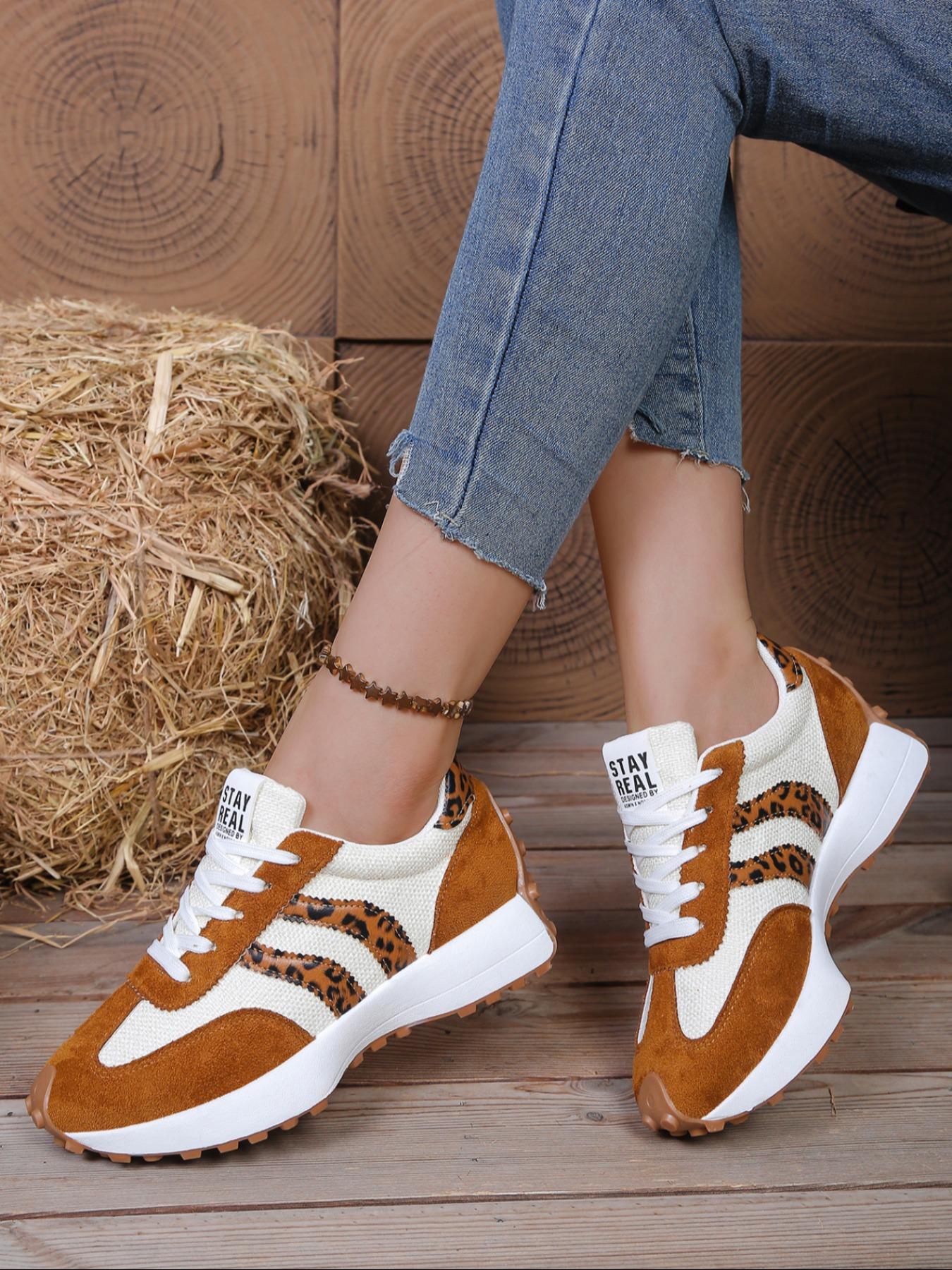 Women's Sporty Al-Gan Shoes, Spring & Fall Elegant Fashion Casual Round Toe Low Top Lace-Up Thick Sole Outdoor Running Shoes