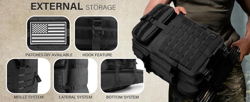 Large Capacity Military Tactical Backpack: Versatile 40L Waterproof Assault Pack with MOLLE Webbing Design for Outdoor Adventure Large Capacity Military Tactical Backpack: Versatile 40L Waterproof Assault Pack with MOLLE Webbing Design for Outdoor Adventure